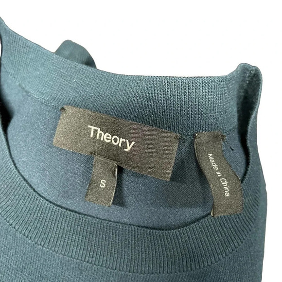 Theory Empire Prosecco Knit Short Sleeve Dress Blue Green Size Small - Picture 7 of 8